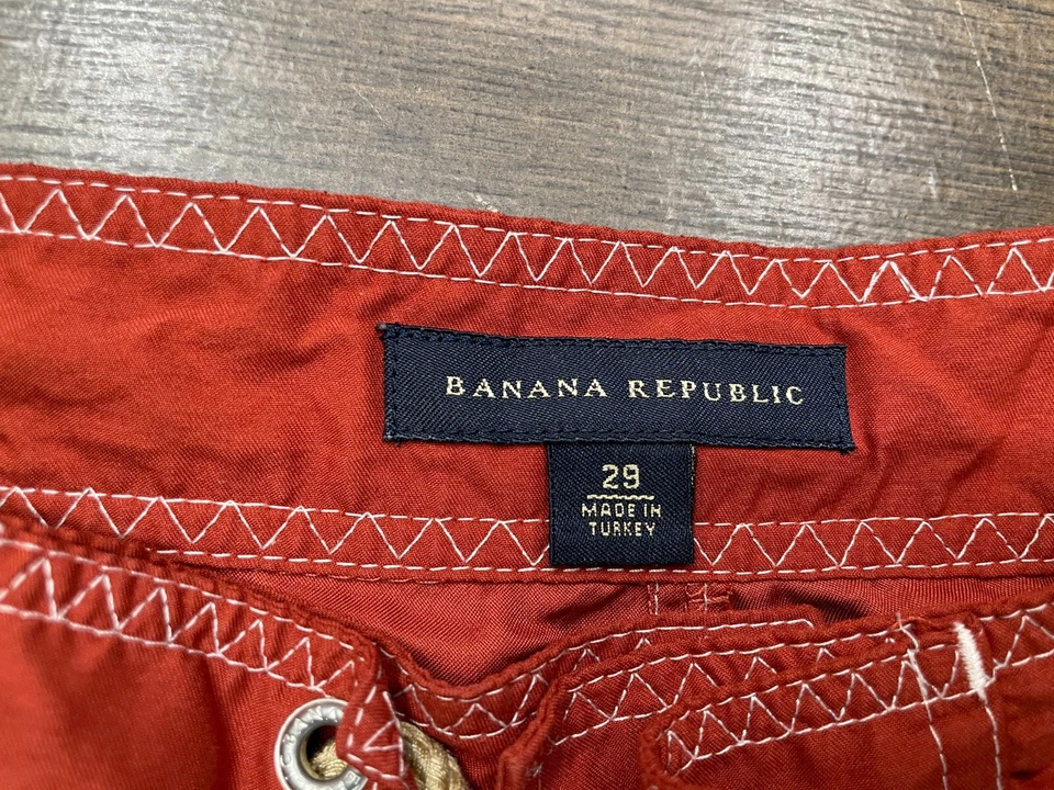 Banana Republic Hombres Talla 29 Rojo Carga Tabla de Natación Pantalones Cortos Traje de Baño Bolsillos Foto 2 de 4
