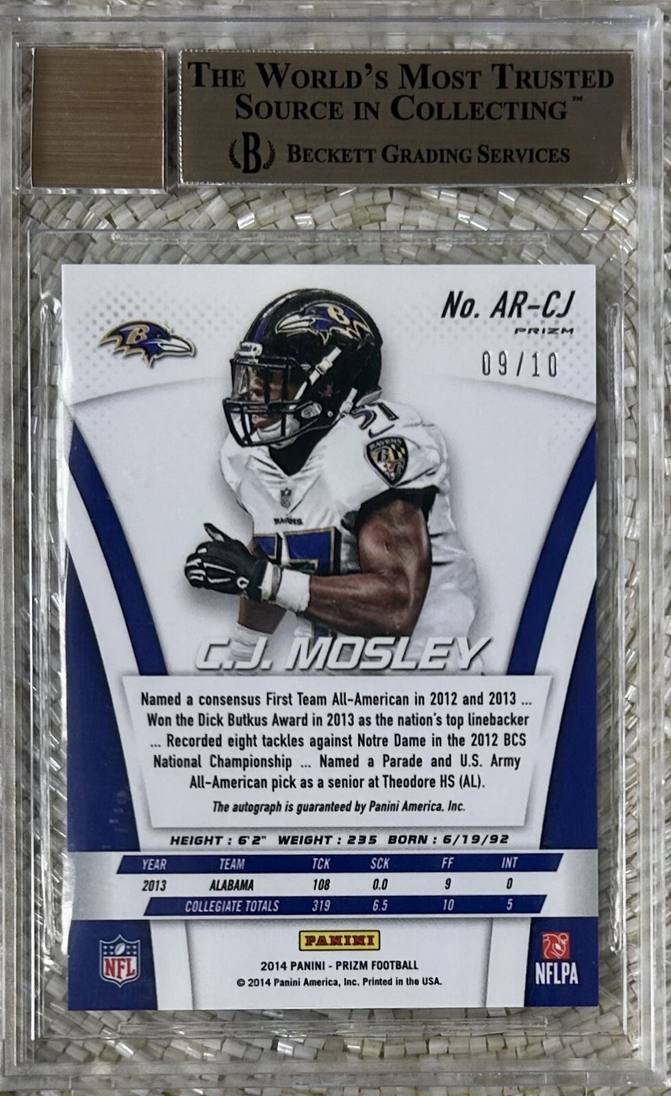 2014 PANINI PRIZM GOLD AUTO /10 CJ MOSLEY RC BGS 9.5/10 POP 1 view 2