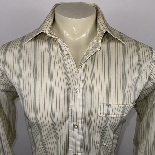 Vintage 70s Disco Shirt Mens Qiana Nylon Dupont Saturday Night Fever 15.5 32 33 - Picture 5 of 16