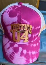Justice Girls Baseball Style Hat, Red Gray with Tie Dye Front Panel and Brim