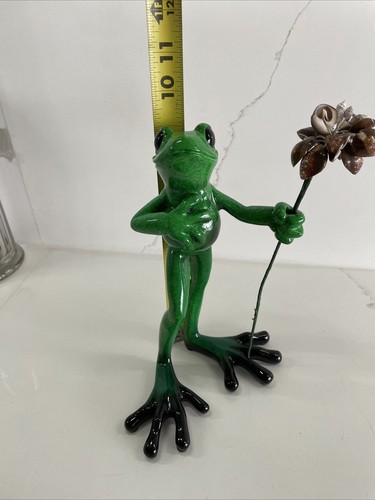 Kitty's Critters Frosch Figur Don Juan hält Muschel Blume handbemalt 9,5 Zoll - Bild 8 von 11