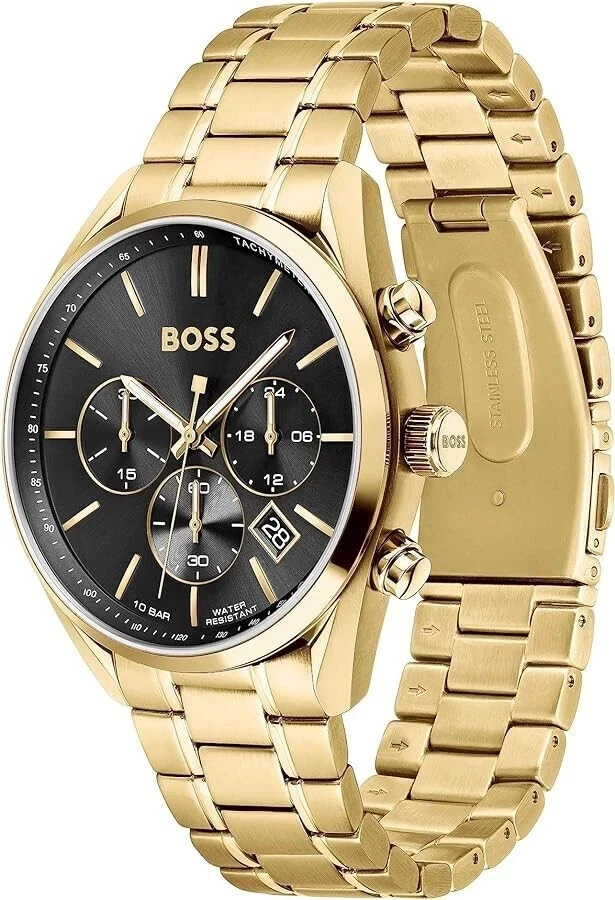 HUGO BOSS HB1513848 Champion Gold Chrono Black Dial Men's Watch 44mm - image 2 of 4