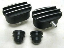 Black Fin Oval Aluminum Valve Cover Breather Pcv Chevy Ford Fits Mopar Sbc Bbc