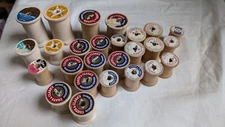 Vintage Empty WOODEN SEWING THREAD SPOOLS - GUC great for crafts - Lot of 26