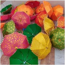 50 Pcs Lot Indian Wedding Party Umbrellas Silk Golden Print Parasols Umbrellas