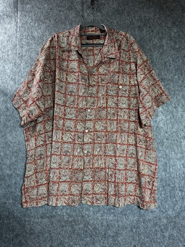 Tori Richard Shirt Mens 4XB Red Mosaic Tropical Hawaiian Cotton Lawn Camp 4X Big - 第 1/9 張圖片