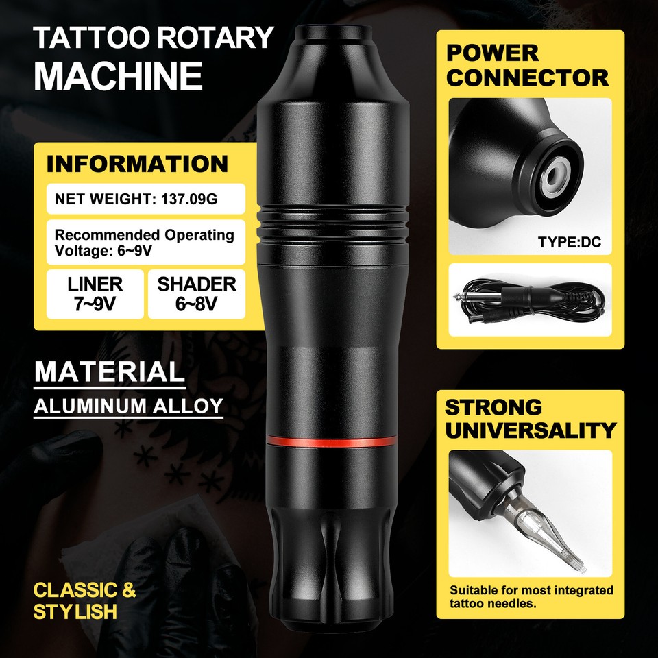 Tattoo Kit Rotary Tattoo Machine Pen Tattoo Gun Inks Power Supply Set