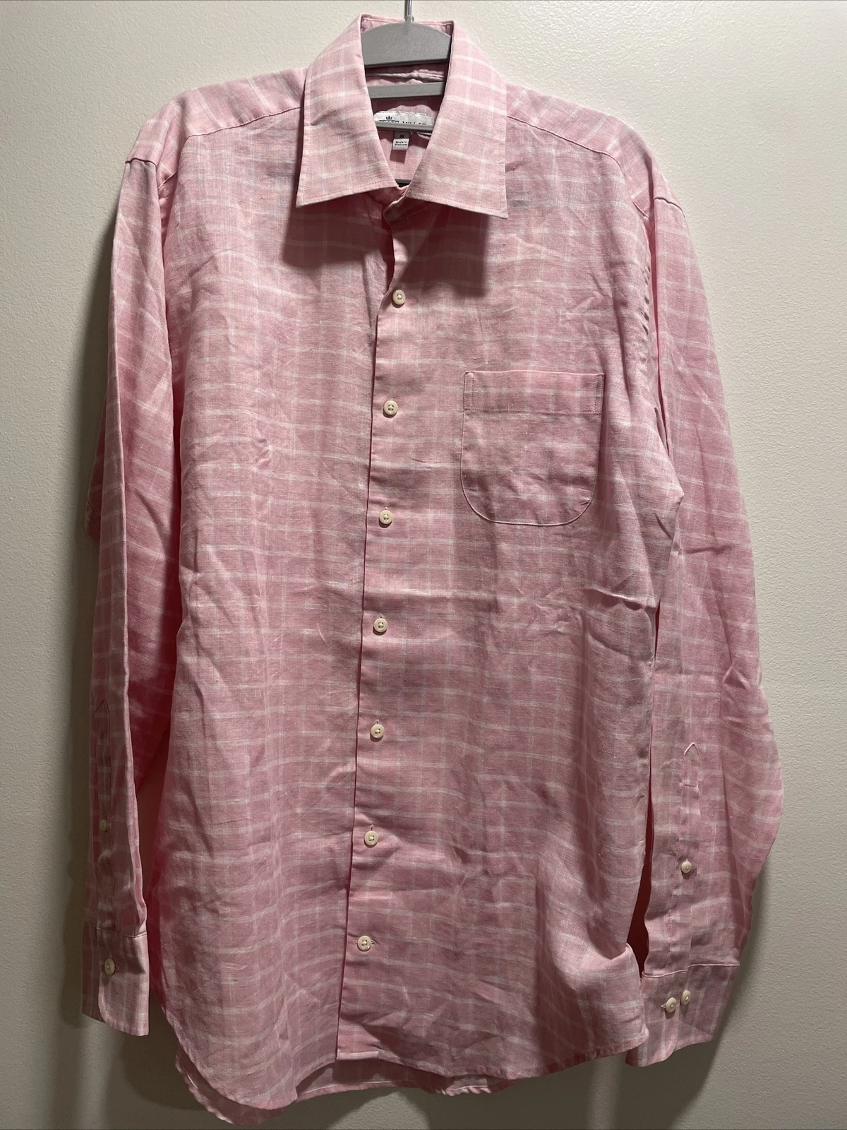 Peter Millar Mens M Long Sleeve Dress Shift Linen Blend