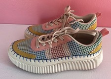 Nicole Miller New York Brita Womes 8.5 Shoes Mixed Media Pastel Platform Sneaker