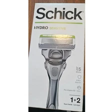 Schick Hydro Sensitive Razor Handle + 2 Razor Cartridges New