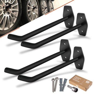 Tire Rack Wall Mount 10 Inch Large Garage Hooks Heavy Duty Storage Ladder Hooks