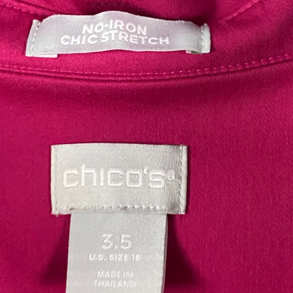 Camisa túnica Chicos sin hierro elástica popover talla 3,5 EE. UU. 18 rosa mangas 3/4 Foto 4 de 4