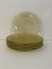 Set (6) Yellow/Amber Depression Glass Rose 6”  Plates