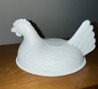 Vintage White Milk Glass Hen On Nest TOP ONLY