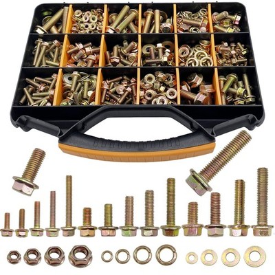 820pcs Metric Flange Bolt Assortment, Bolts and Nuts Kit16 Sizes