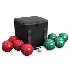 Hey! Play! Bocce Ball Set Poly-Resin Damage Resistant Carrying Case 7 in. L