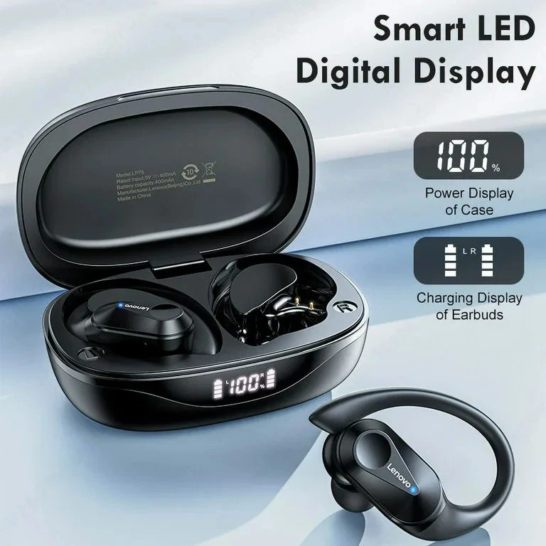 Nuevos Auriculares Inalámbricos Lenovo LP75 Bluetooth 5.3 Siri Control por Voz LED Foto 3 de 4