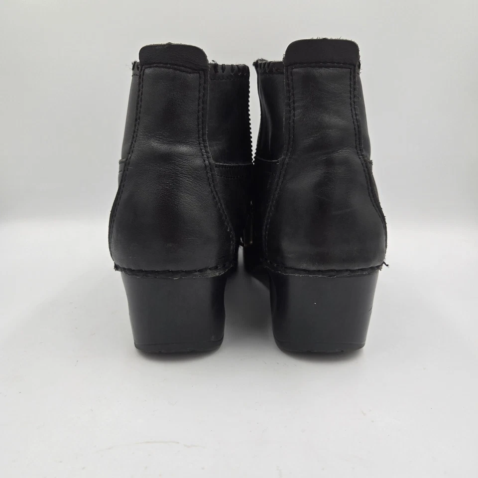 BOTINES SANITA MUJER CUERO NEGRO Talla 38 (EE. UU. Talla 7.5 - 8) Cremallera al Tobillo Y2K Foto 2 de 4