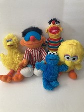 Lot of 5- Sesame Street Plush- Big Bird, Ernie, Cookie Monster, Handmade Bert