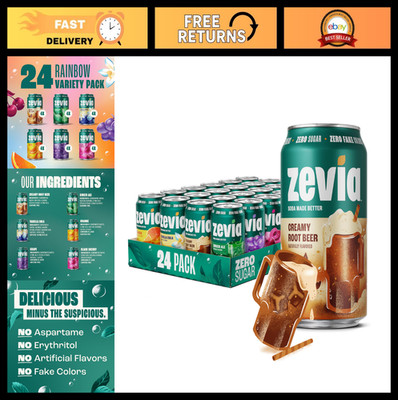 Zero Sugar Soda Variety Pack - 24 Cans, Naturally Sweetened, Non-GMO, Gluten-Fre