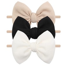 3 Pcs Soft Headbands Baby Girls Nylon Headband with Hair Bow Hairbands Hair A...
