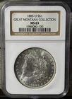 1885-O Morgan Silver Dollar $1 NGC MS63 Great Montana Collection Pedigree
