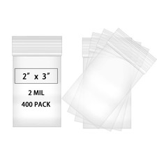 400pcs 2 X 3 Clear Reclosable Zip Plastic Poly Bags with Resealable Lock Seal...