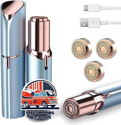 Depiladora eléctrica indolora para rostro labio superior barbilla y cabello azul