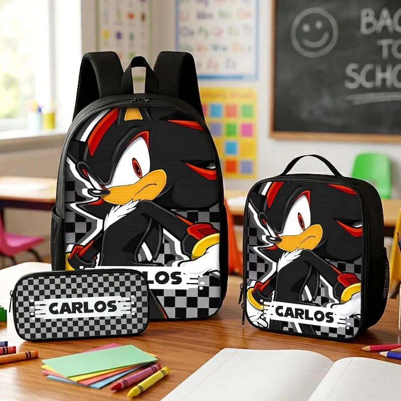 Personalized Speed Hero School Backpack Lunch Bag Pencil Case 3PCS Set