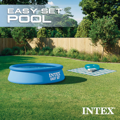 Intex 28106EH 8 X 2 Foot Easy Set Inflatable Circular Vinyl Swimming Pool Blue
