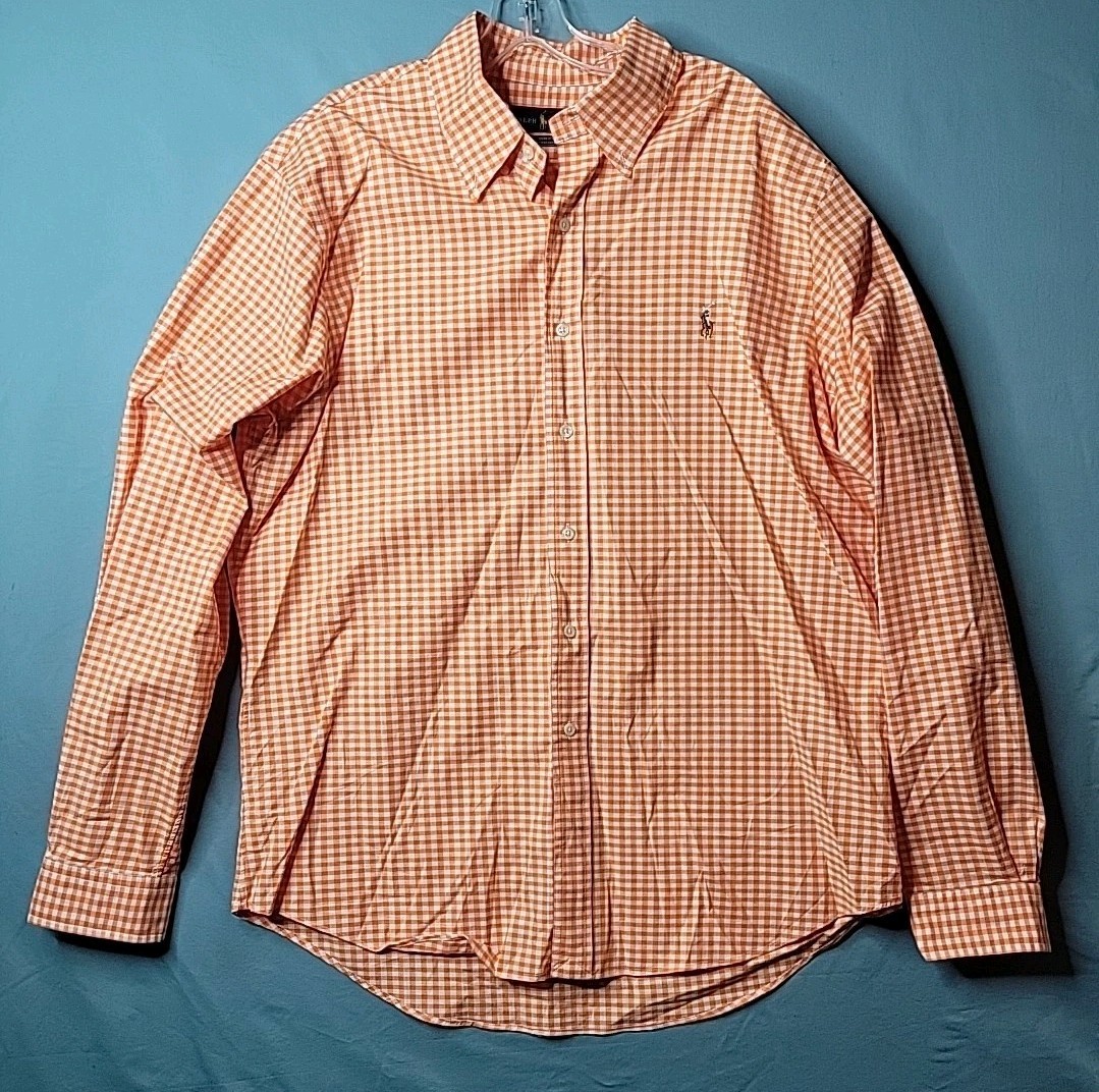 Ralph Lauren Shirt Mens XL Plaid Check Long Sleeve Casual Button Up Pony