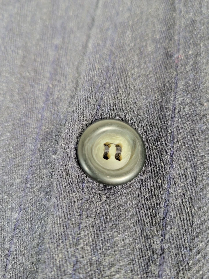 Vintage Giorgio Armani Blue Ribbed Herringbone Shirt 39 M Slim Long Sleeve Rare - Image 3 of 4