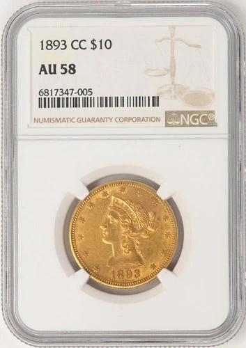 1893-CC $10 Gold Liberty AU58 NGC 947635-1