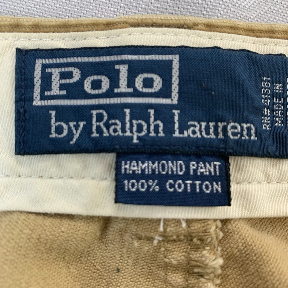VINTAGE Polo Ralph Lauren Corduroy Pants Mens 36x32 Brown Pleated Preppy Cuffs - Image 2 of 4
