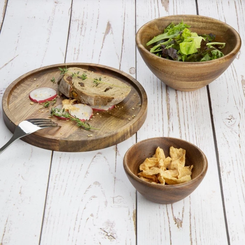 Cuenco de madera de acacia 100x50 mm resistente duradero fácil de limpiar elegante hotel restaurante Foto 4 de 4