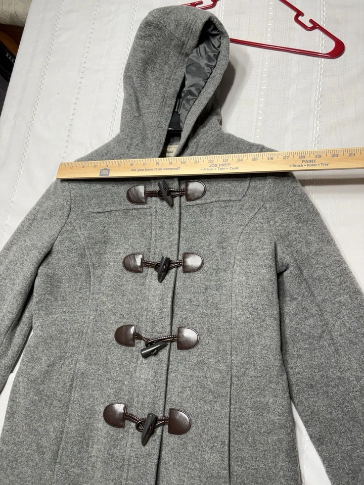 Abrigo de lana LL Bean para mujer con cremallera y cremallera gris con capucha bolsillos-talla 10 Foto 4 de 4