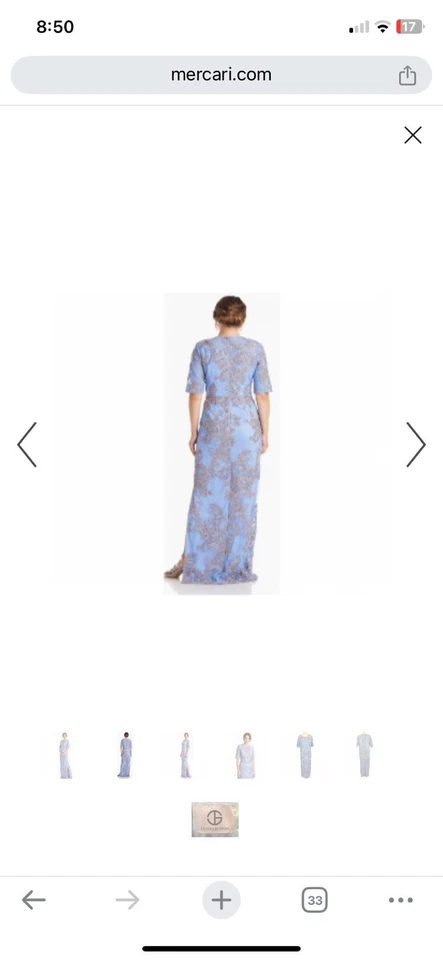 J.S. Collections MALLORY COLUMN GOWN in Sky Blue NWOT Size 12 - Image 3 of 4