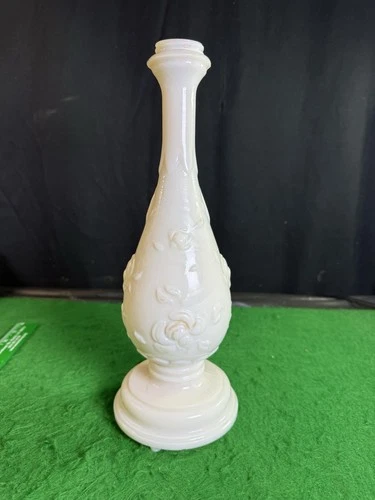 Vintage Aladdin Alacite Milk Glass Oil or Electric Lamp Base Floral White 12”