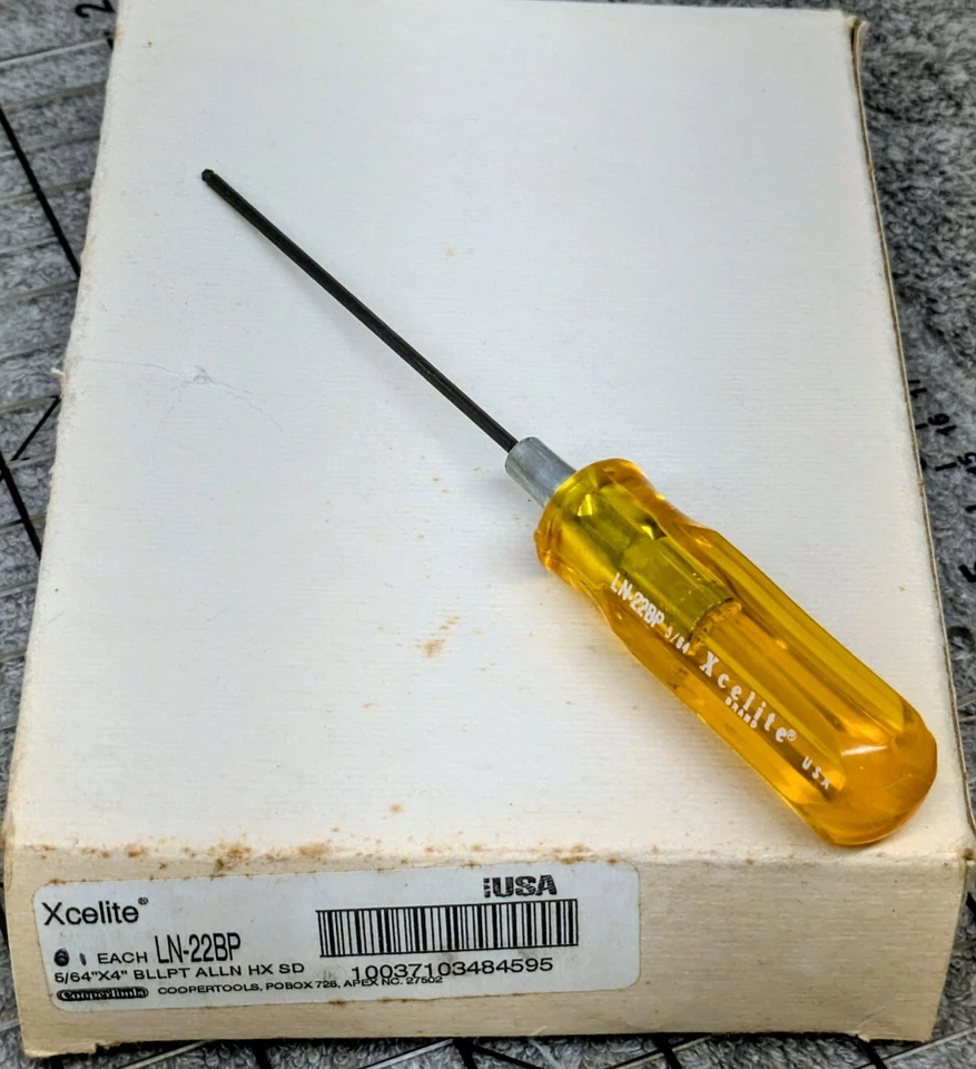 Xcelite LN22BP Recessed Ball End Screwdriver, 5/64" x 4", Allen Hex Shank  - Image 2 of 4