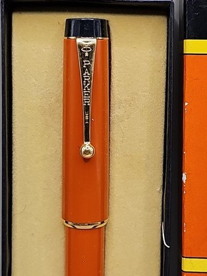 Parker Big Red Felt TIp Pen Vintage 1970s Needs Refill Orange w Gold Tone Clip