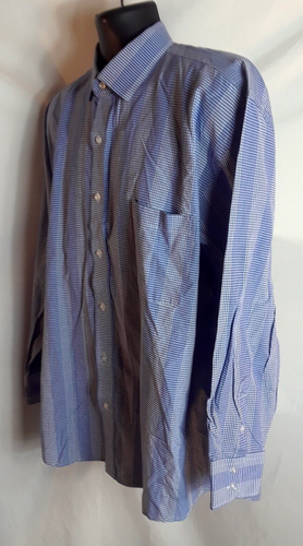Bogari Shirt XXL Men Blue Check Long Sleeve Coordinating Cuff Button Up Pocket - Picture 3 of 7