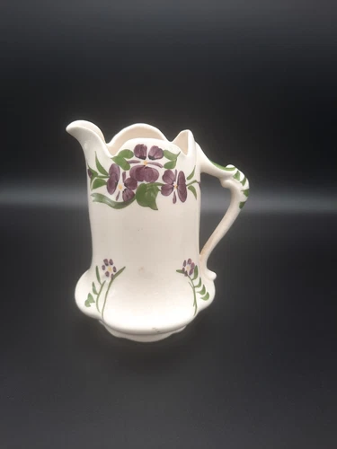 Vintage Pottery Handpainted 4.5" Creamer Country Floral Pitcher Vase Collectible