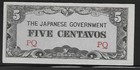 Philippines Japanese Invasion Money 5 Cents 1940's PQ Block