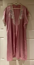Vintage VAL MODE Pink Polyester Lace Robe Medium