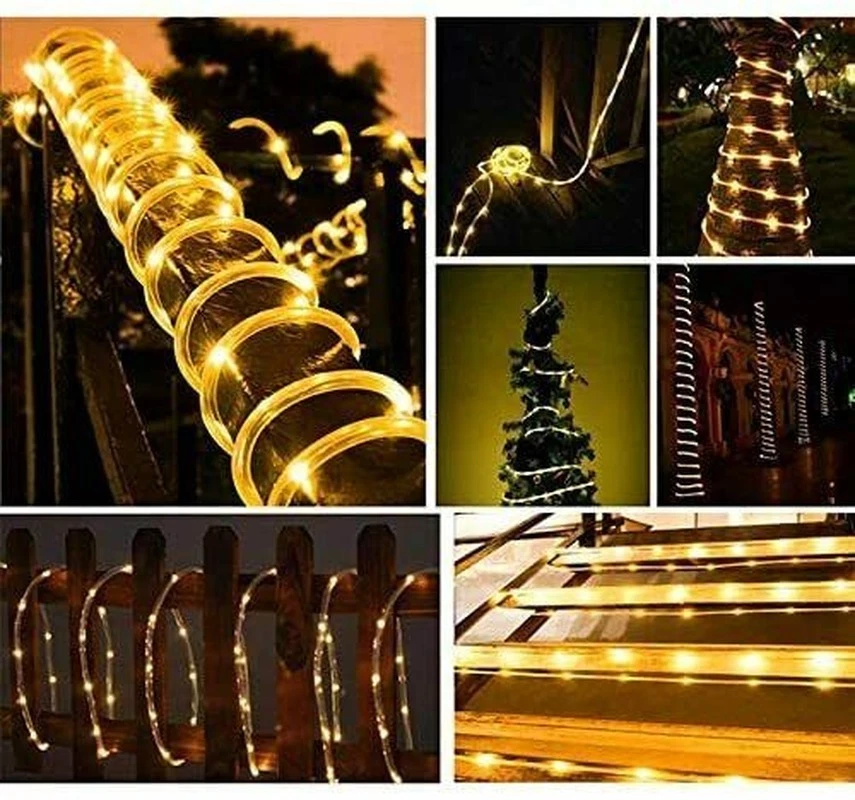 LED Solar Rope Lights String Outdoor Christmas Garden Fence Patio Decor Hanging - Image 3 of 4