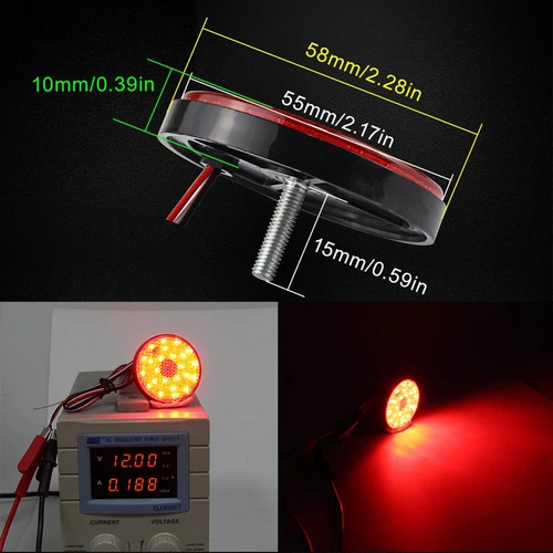 2x Red Lens LED Rear Bumper Reflector Tail Stop Brake Lights Lamp For 2008 2009 2010 Toyota Highlander 