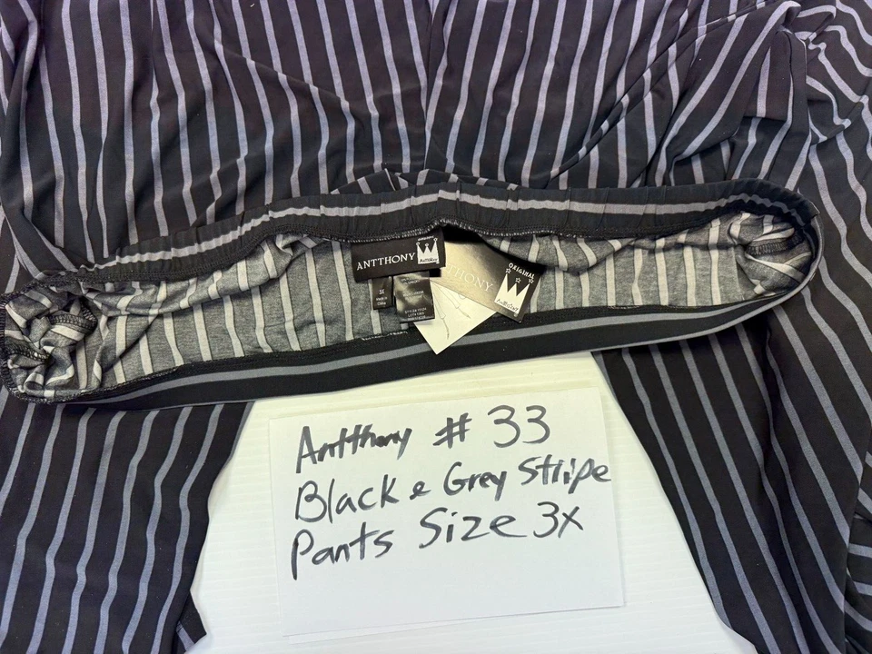Pantalones elásticos a rayas negros y grises Antthony Woman - Talla 3X - HSN - NUEVOS CON ETIQUETAS - #33 Foto 2 de 4