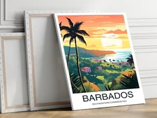 Caribbean, Barbados 40x50cm Stretched Travel Canvas Wall Art Print