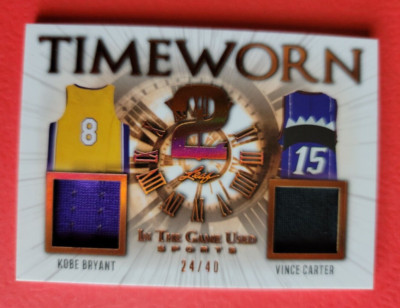 KOBE BRYANT GAME USED JERSEY Vince Carter CARD #d24/40 2022 LEAF ITG LAKERS