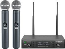 Wireless Microphone System Dual Wireless Mics,w/ 2 Handheld Dynamic